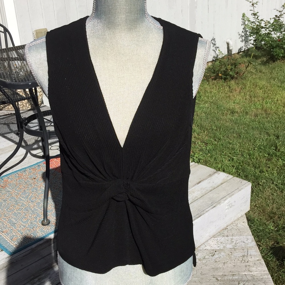 Zara Black Rib Knit, Knot Front, M, Never worn.